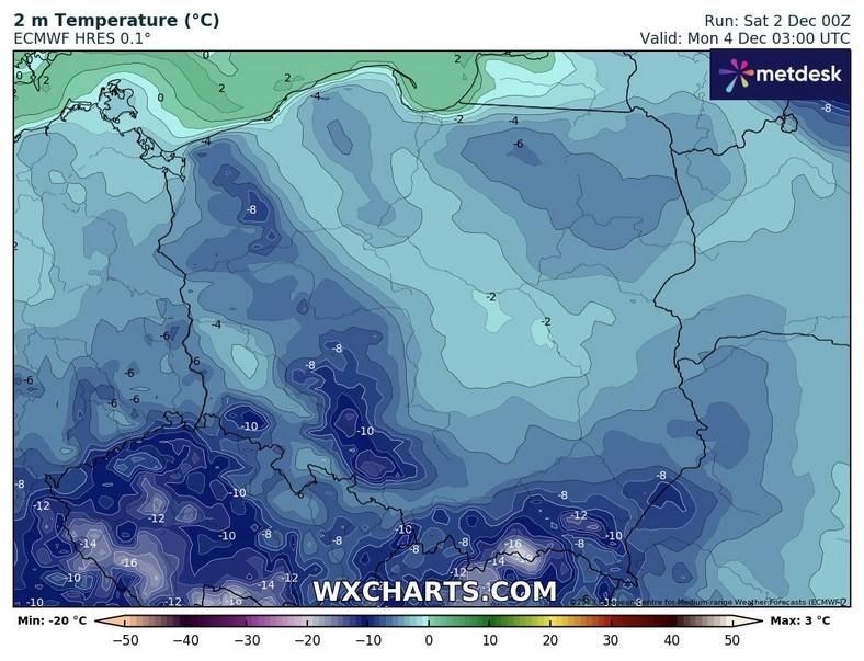 Pogodniejsze niebo spowoduje lokalnie większe spadki temperatury