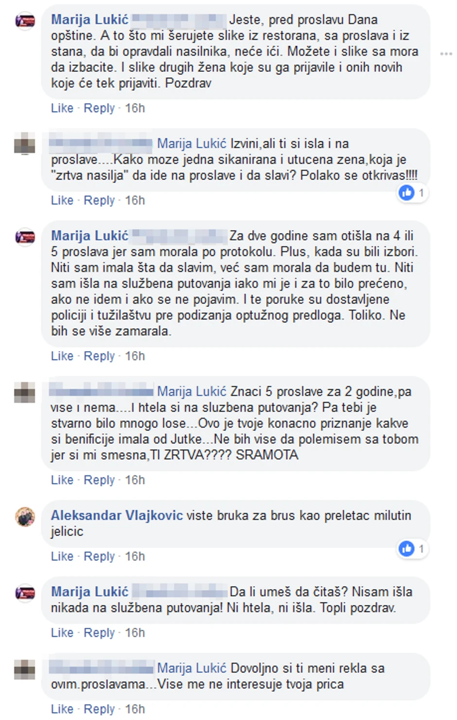 Napadi na Mariju Lukić ne prestaju