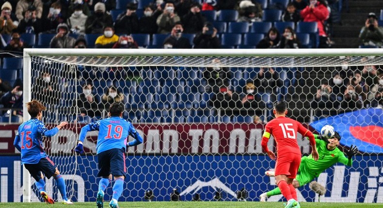 Japan's Yuya Osako scored a first-half penalty Creator: Philip FONG