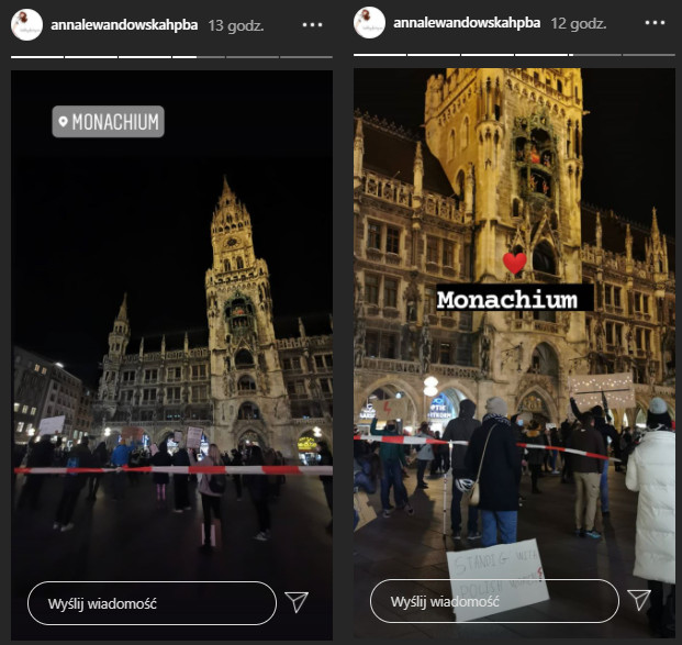 Anna Lewandowska pokazała na Instastories zdjęcia z protestów w Monachium