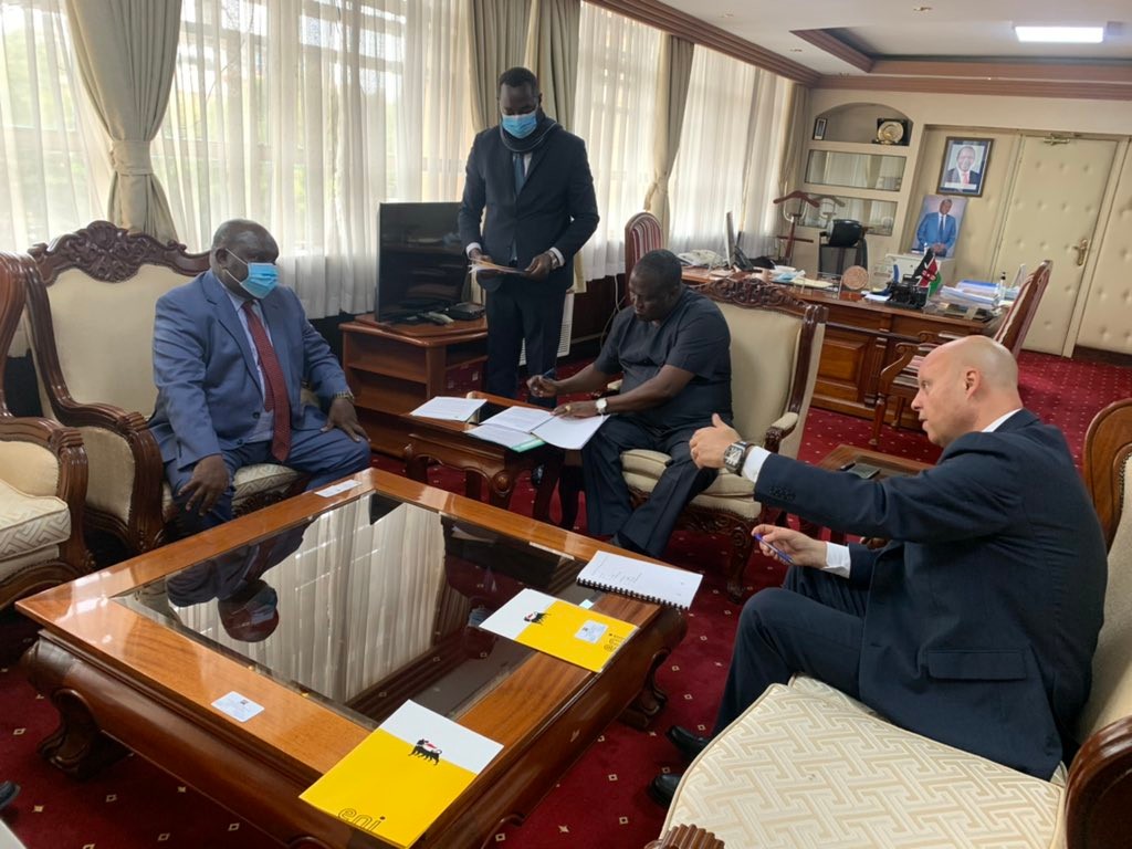 The parties at the ministries headquarters, Works Building, Nairobi revealed they will jointly conduct feasibility studies to develop waste and residue collection as well as agricultural projects.  (COURTESY: Petro_MiningKE)