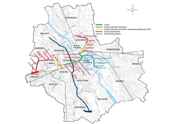 Schemat warszawskiego metra, źródło: Metro Warszawskie