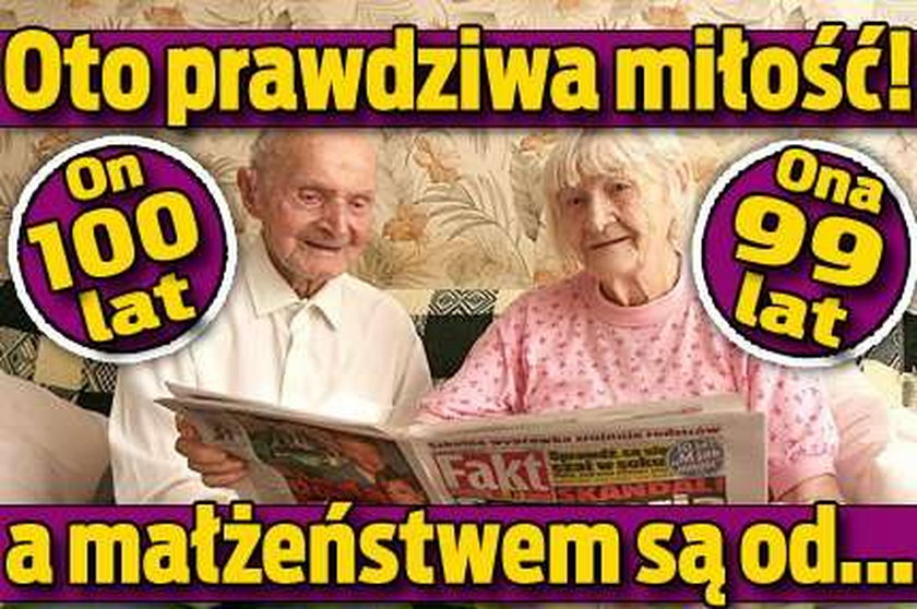 Ale miłość! Ona ma 99 lat, on 100, a małżeństwem są od..