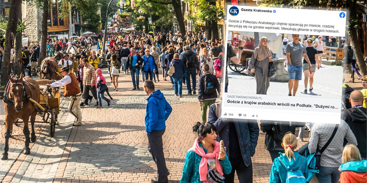 Zakopane przeżywa oblężenie turystów z Bliskiego Wschodu (Facebook/Gazeta Krakowska)