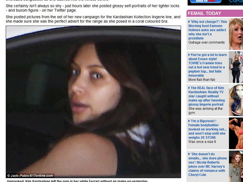 Kim Kardashian przyłapana bez makijażu! Źródło: dailymail.co.uk