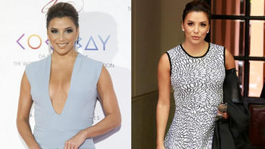 Eva Longoria kusi głębokim dekoltem i zgrabnymi nogami w dwóch stylizacjach. Która lepsza?