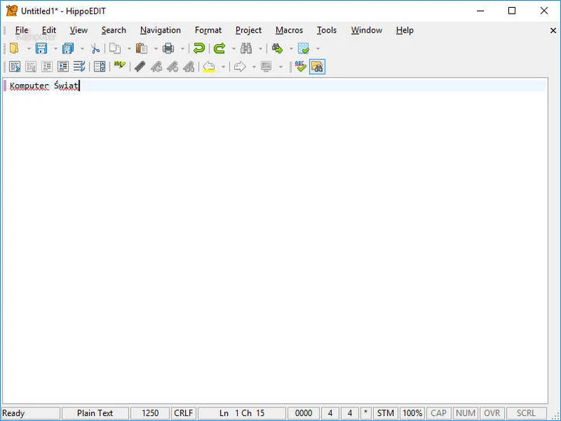 Główne okno programu do edycji tekstu - HippoEDIT