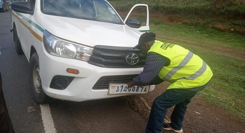 A Kakamega County vehicle found operating without an inspection certificate