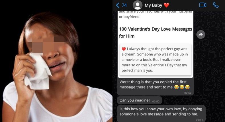 Man breaks up with girlfriend on Valentine’s Day over love message plagiarism. (Stock photo)