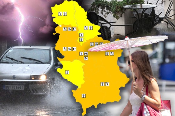 RHMZ OBJAVIO MAPU OPASNOSTI! U isto vreme na istom mestu na Srbiju će se sručiti 4 OPASNE POJAVE! Stižu jake nepogode: "Ugroženo zdravlje i bezbednost ljudi"