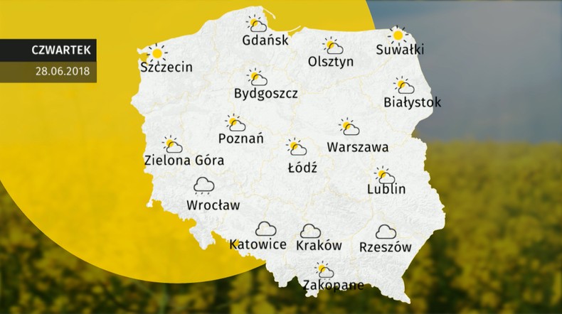 Pogoda dla Polski. Prognoza pogody na dziś - 2018-06-28