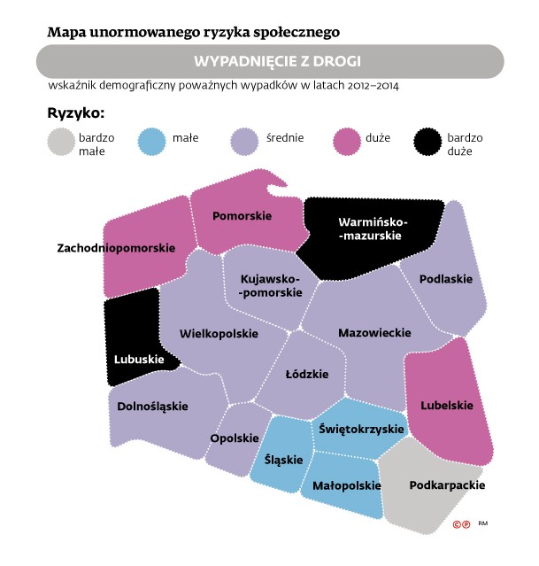 Mapa ryzyka wypadnięcia z drogi