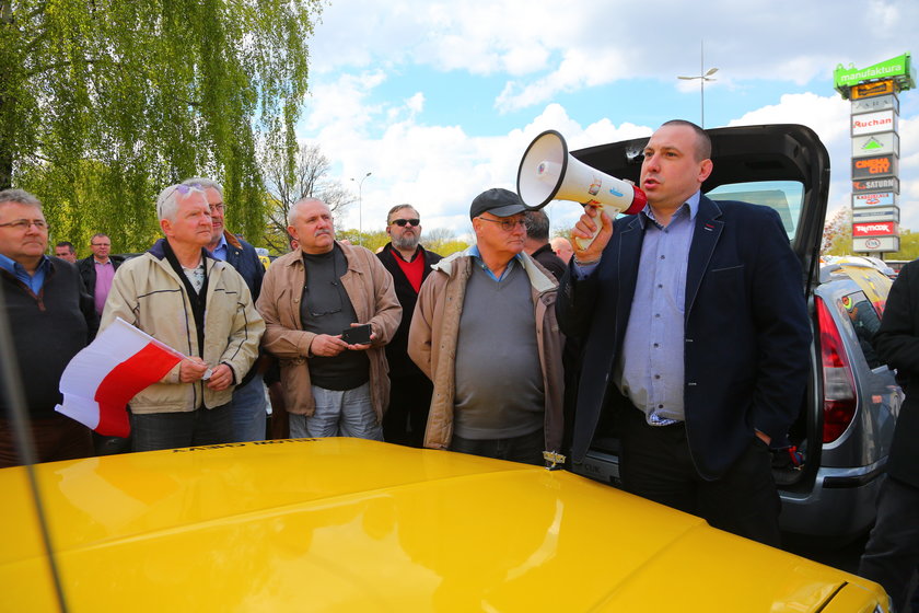 Protest taksówkarzy w Łodzi 