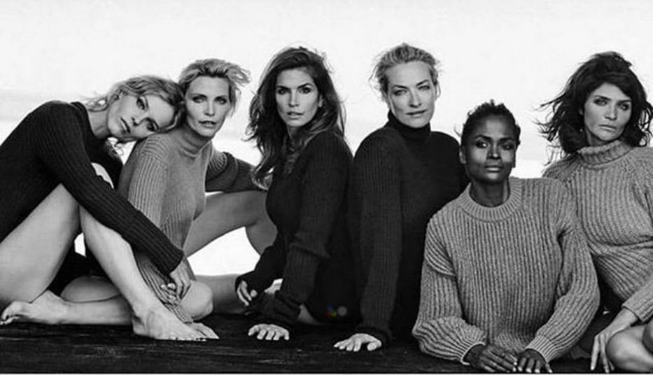A nagy topmodell generáció tagjai Peter Lindbergh fotóján. Balról jobbra: Eva Herzigova, Nadja Auermann, Cindy Crawford, Tatjana Patitz, Karen Alexander, Helena Christense