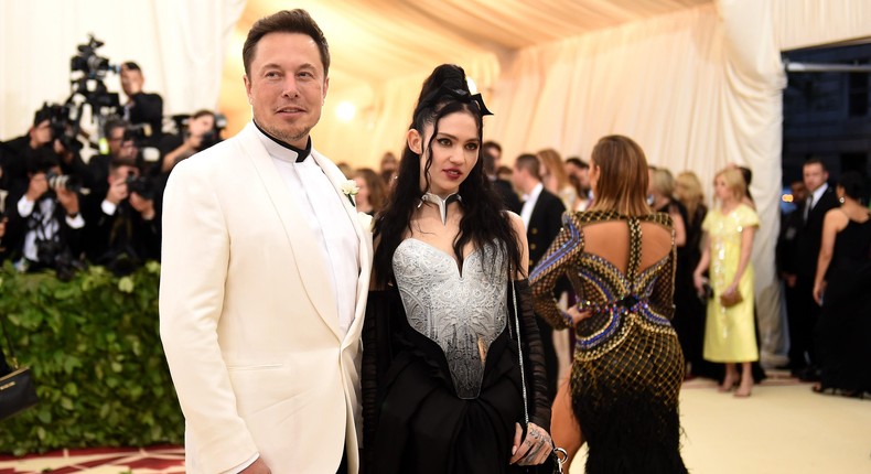 Elon Musk and Grimes attend the Met Gala in 2018.
