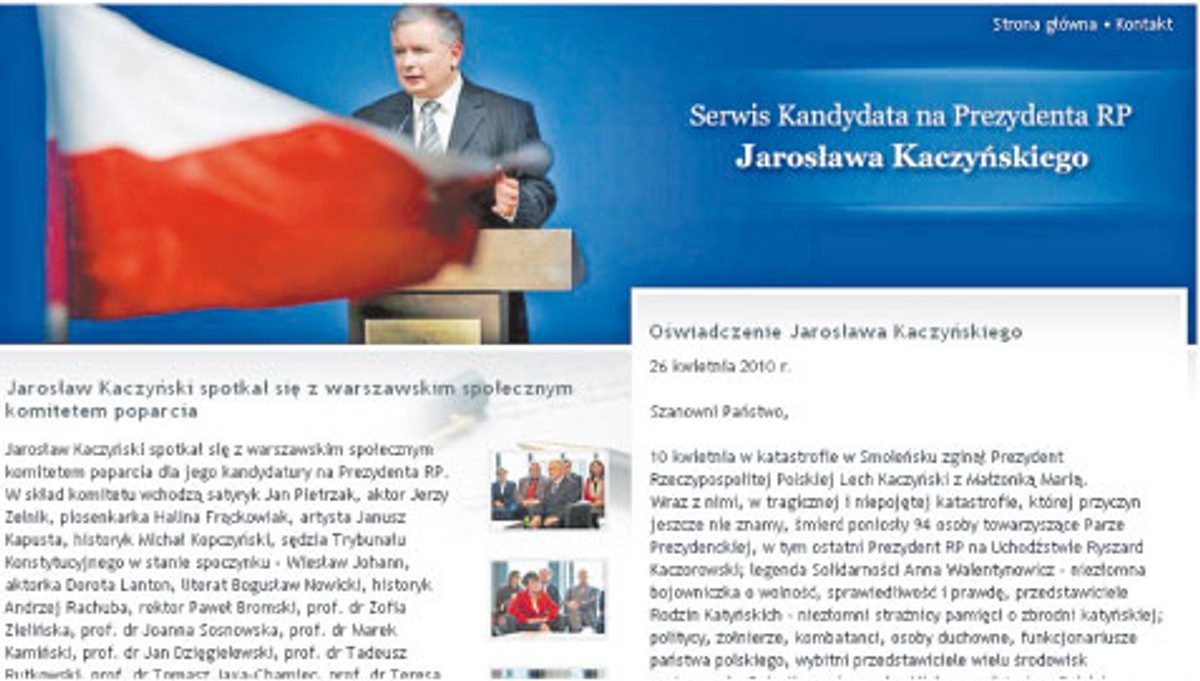 Witryna kandydata PiS to na razie tylko komunikaty