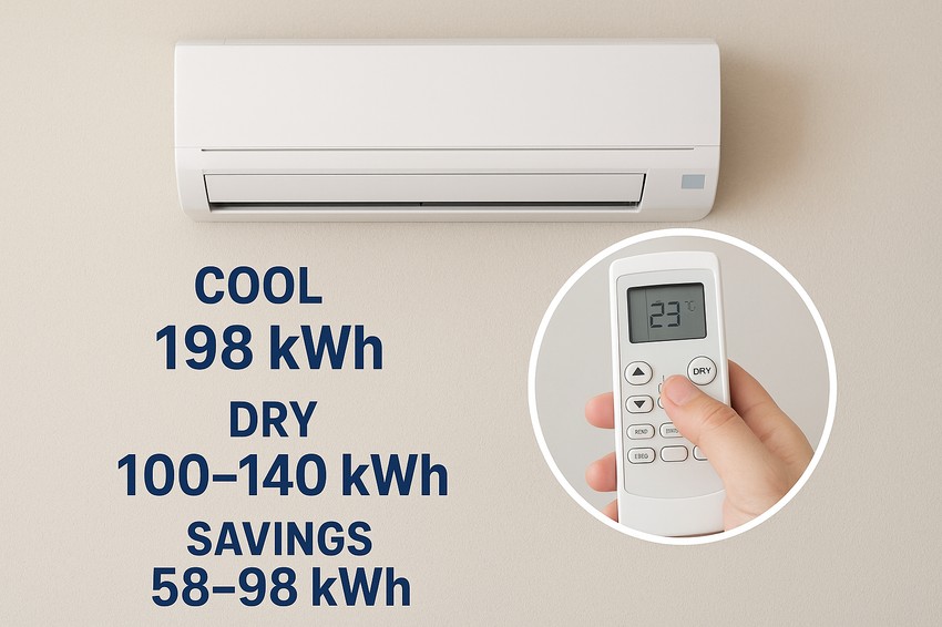 Korišćenjem dry moda na klimi, mesečna potrošnja struje ovog uređaja sa 198 pada na 100-140 kWh