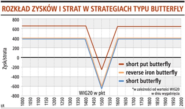 Rozkład zysków i strat w strategiach typu butterfly