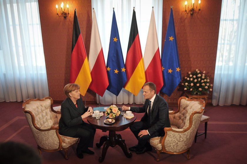 Angela Merkel, kanclerz Niemiec i Donald Tusk, polski premier.