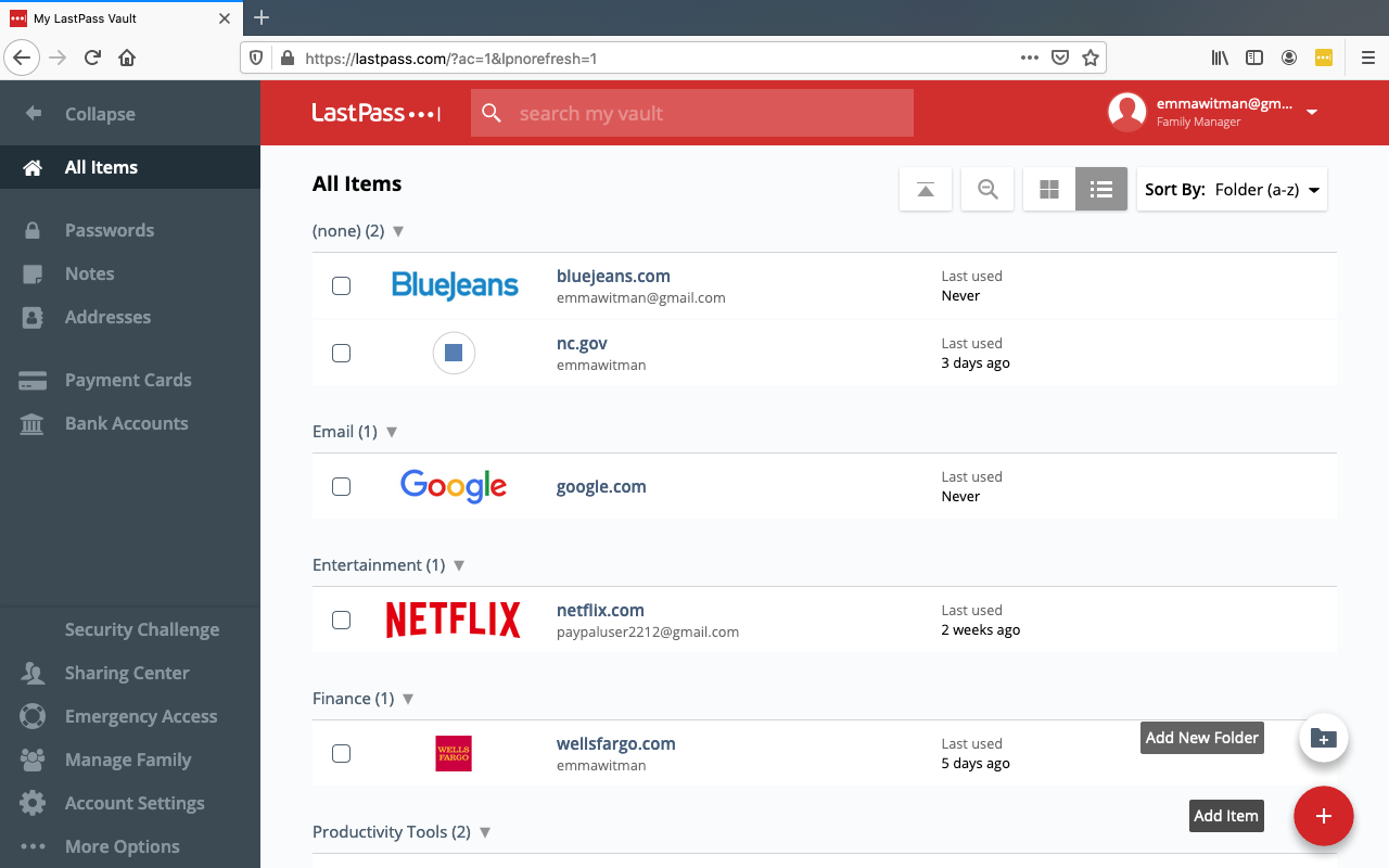 How to create folders in LastPass and organize the files or accounts in