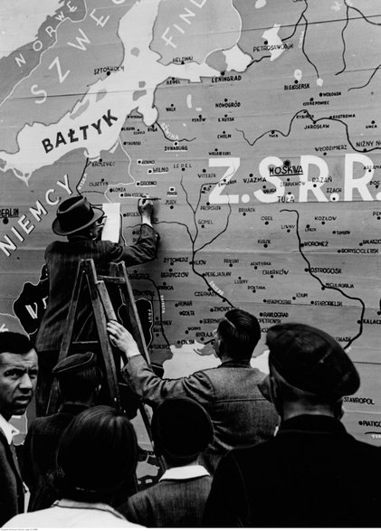 Fot. Narodowe Archiwum Cyfrowe. Mapa ZSRR, Polski i Niemiec