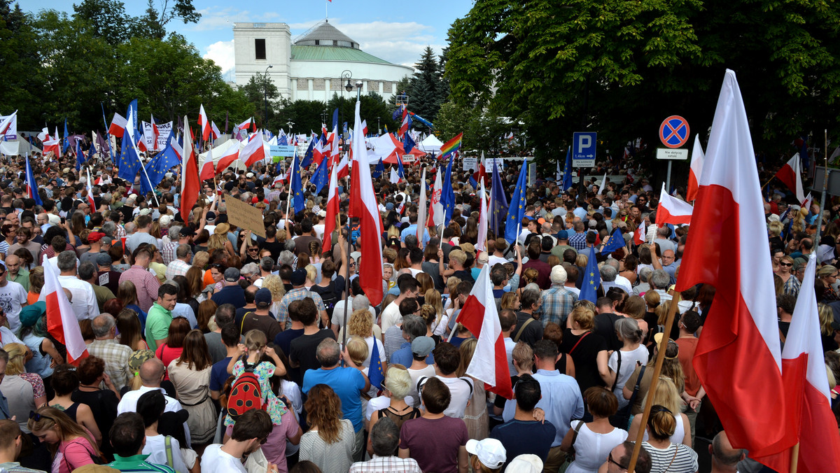 O godzinie 15 przed Sejmem rozpoczęła się demonstracja "To NIE Koniec! Powstrzymajmy Zamach Stanu", organizowana przez Komitet Obrony Demokracji. W proteście biorą udział politycy opozycji z Platformy Obywatelskiej i Nowoczesnej. Budynki parlamentu otoczone są barierkami oraz zabezpieczane przez policjantów. Policja w rozmowie z Onetem poinformowała, że w proteście przed Sejmem udział bierze 4,5 tys. osób.