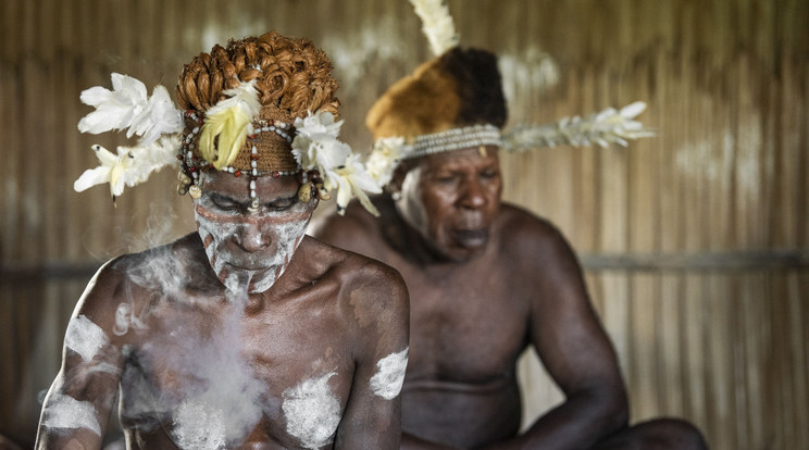 Az asmat törzs fejvadászainak dicsőséget jelent az ellenség agyának elfogyasztása. /Fotó: Northfoto