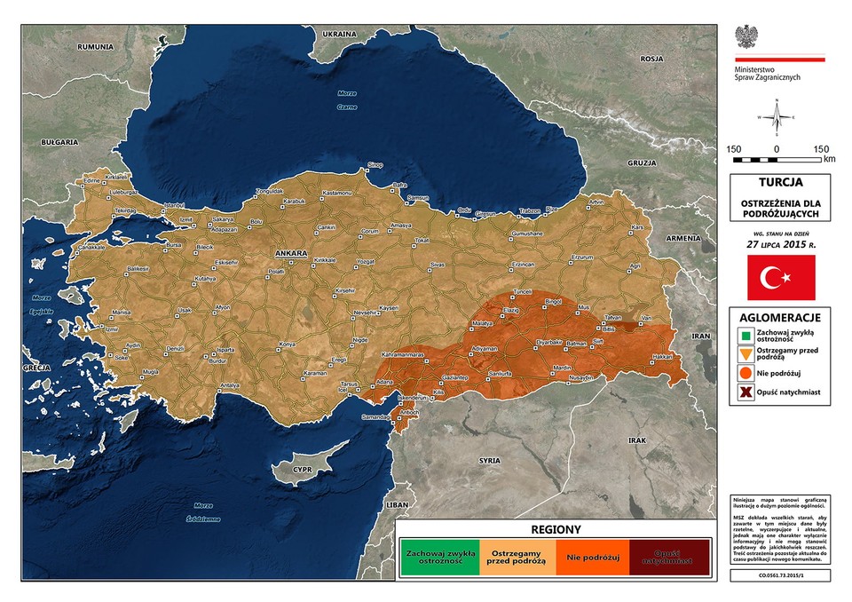MSZ ostrzega przed wyjazdami do południowo-wschodniej Turcji 