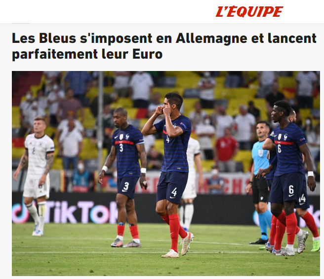 "L'équipe" après le match entre la France et l'Allemagne