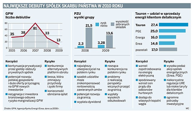 Największe debiuty spółek Skarbu Państwa w 2010 roku