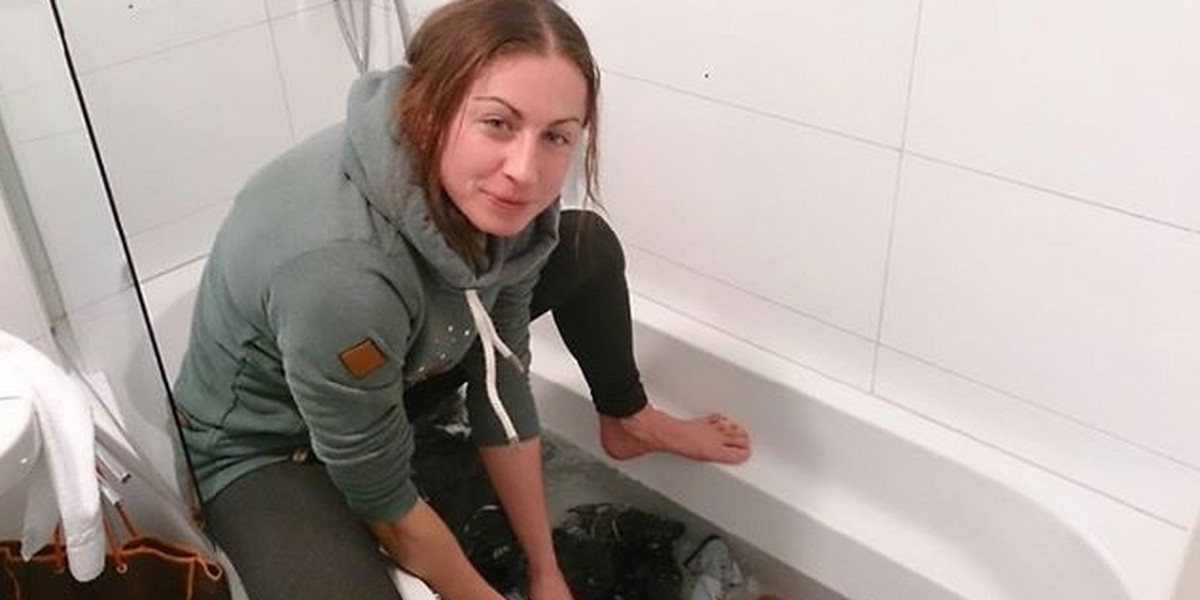 Justyna Kowalczyk robi pranie