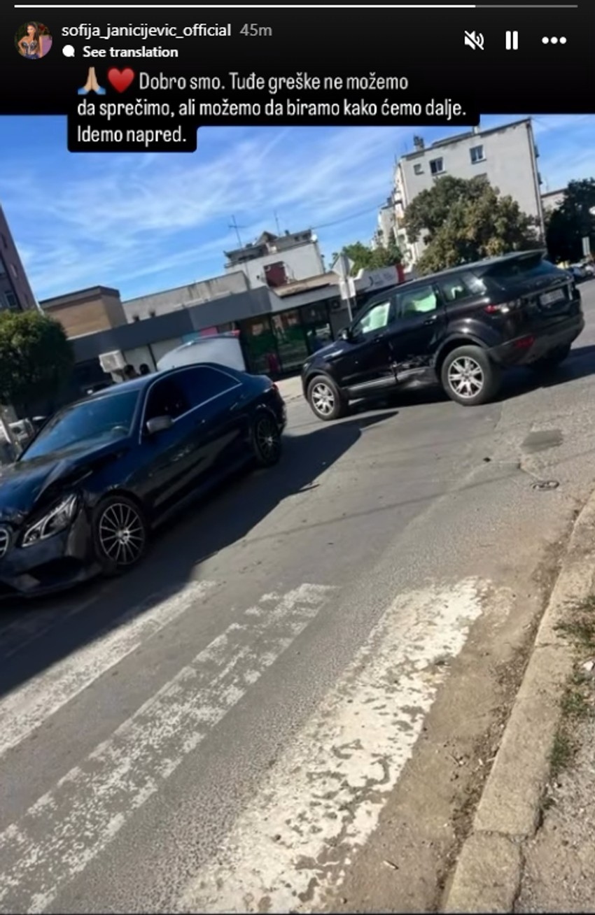Sofija Janićijević imala udes pokazala modrice, pa se oglasila