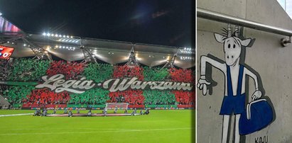 Nietypowe dzieło artysty na... stadionie Legii. Od razu je zamazano. Puchacz nie mógł powstrzymać śmiechu