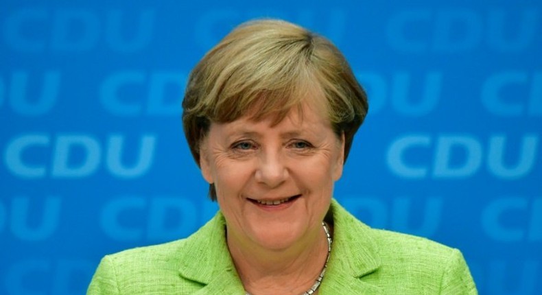 German Chancellor Angela Merkel gives a press conference in Berlin, on May 8, 2017