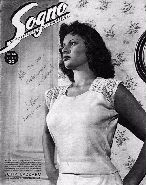Egzemplarz tygodnika "Sogno" z 4 listopada 1951 roku, z dedykacją dla mamy aktorki (fot. archiwum autorki)