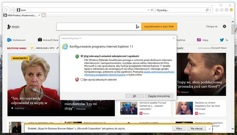 Internet Explorer z Windows 10