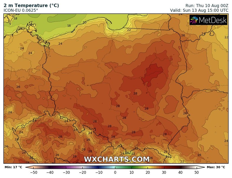 W niedzielę gorące powietrze rozleje się po całym kraju