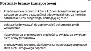 Postulaty branży transportowej