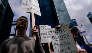 Amazon workers protested the company's return-to-office policies earlier this year. Lindsey Wasson/Associated Press