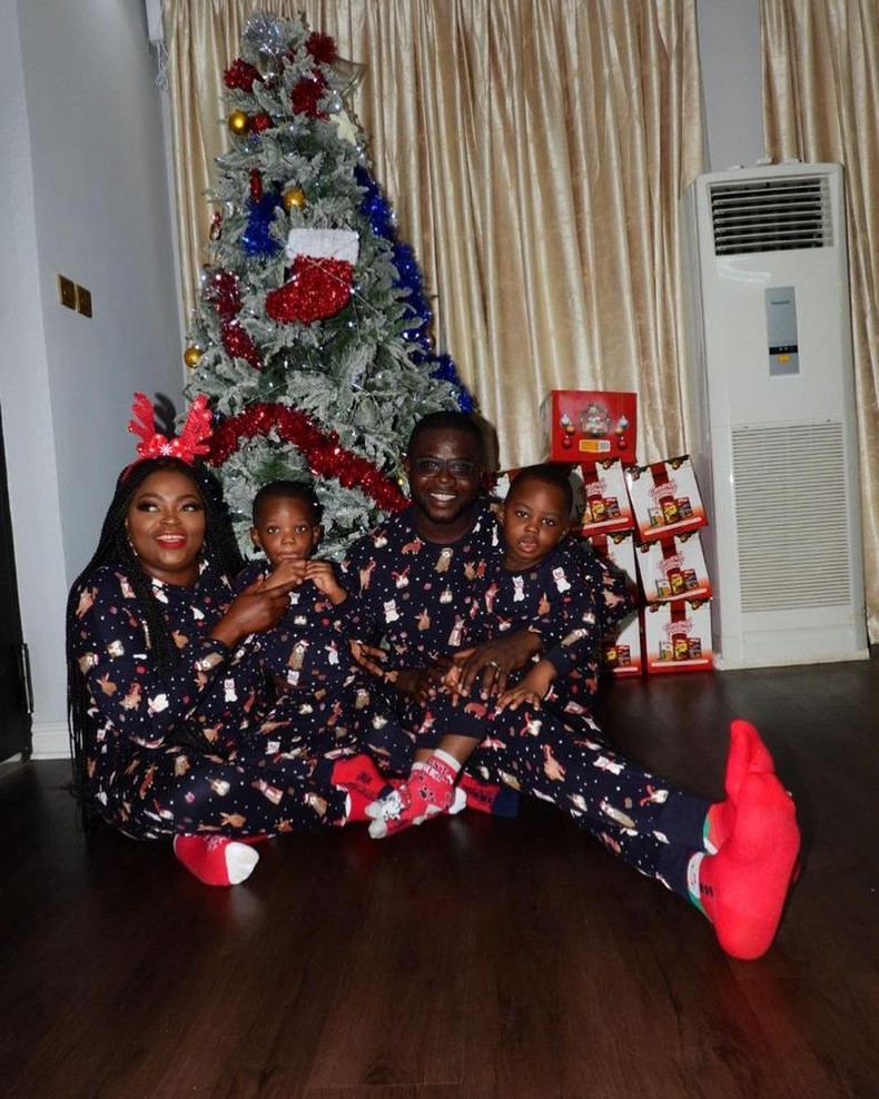 Funke Akindele, her ex husband JJC Skillz and their kids.