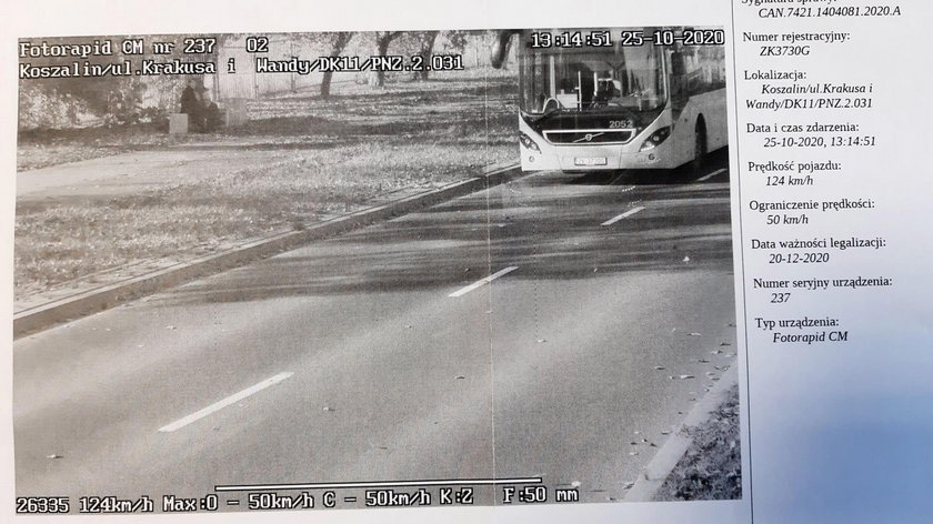 Fotoradar w Koszalinie oszalał. Autobus miał gnać jak pendolino!