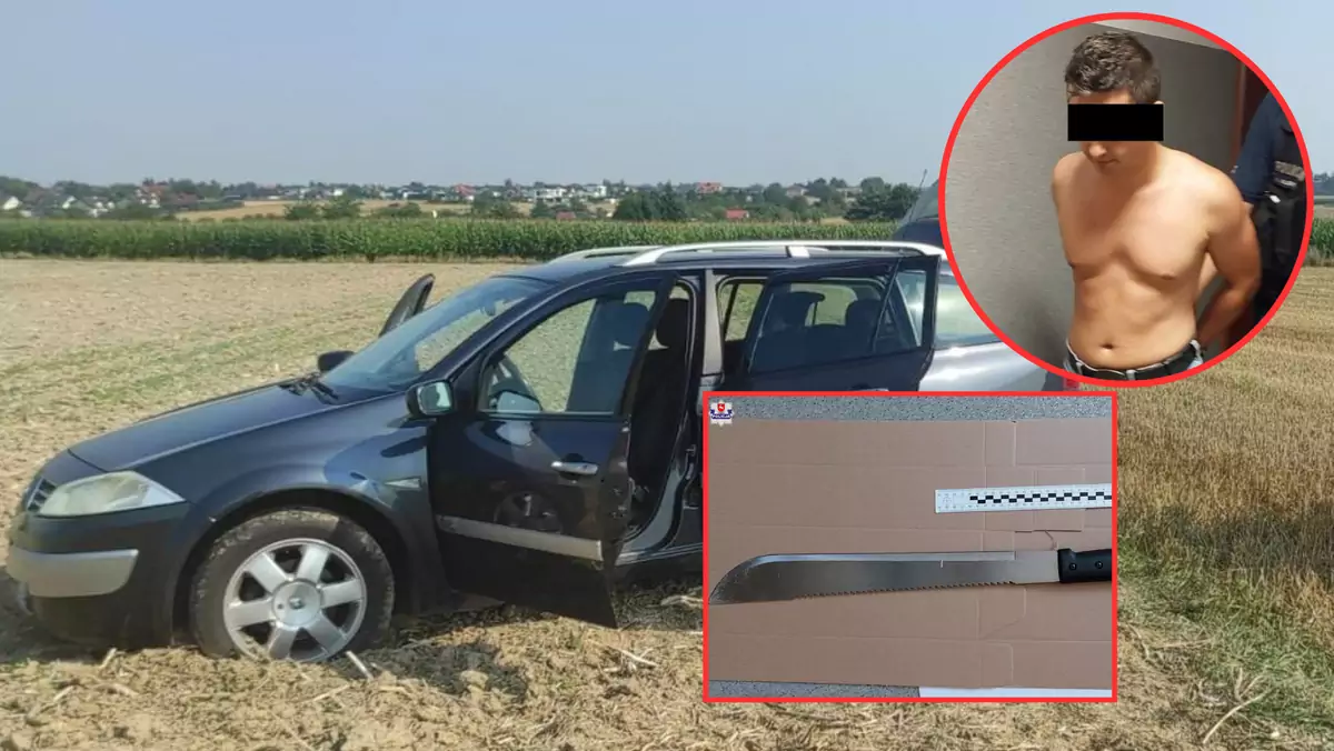 24-latek uciekał Renault Megane przed policją. Z samochodu wyszedł z maczetą w ręce