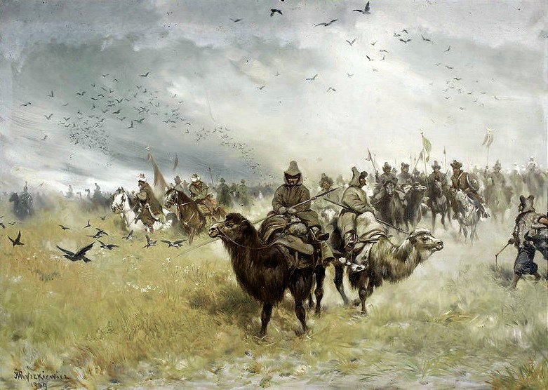 Obraz Józefa Ryszkiewicza przedstawiający tatarską straż przednią pod Cecorą.