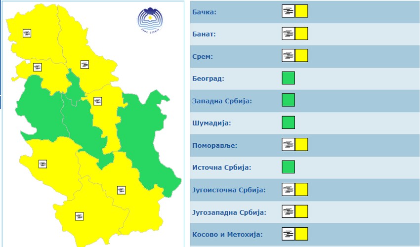 Meteoalarm za 19. decembar