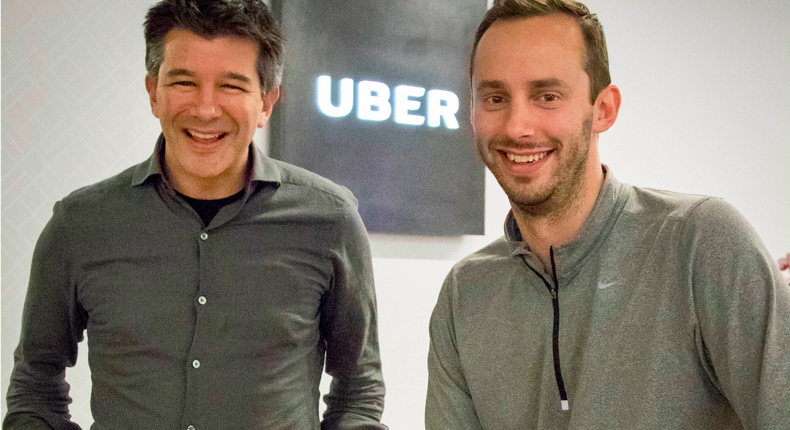 Anthony Levandowski (right) with Uber CEO Travis Kalanick.