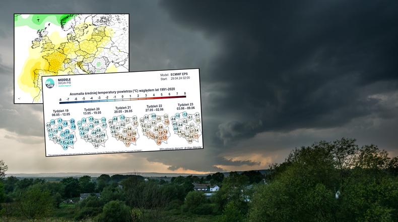 Mamy prognozę na maj. Letnia pogoda wyraźnie zwolni (mapy: tropicaltidbits.com/IMGW)