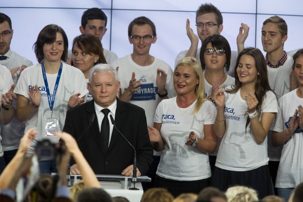 Jarosław Kaczyński, wieczór wyborczy Prawa i Sprawiedliwości, 25.10.2015