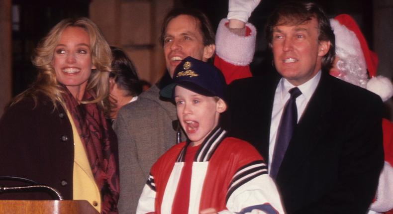 Donald Trump with actor Macaulay Culkin at the Plaza hotel in 1991.