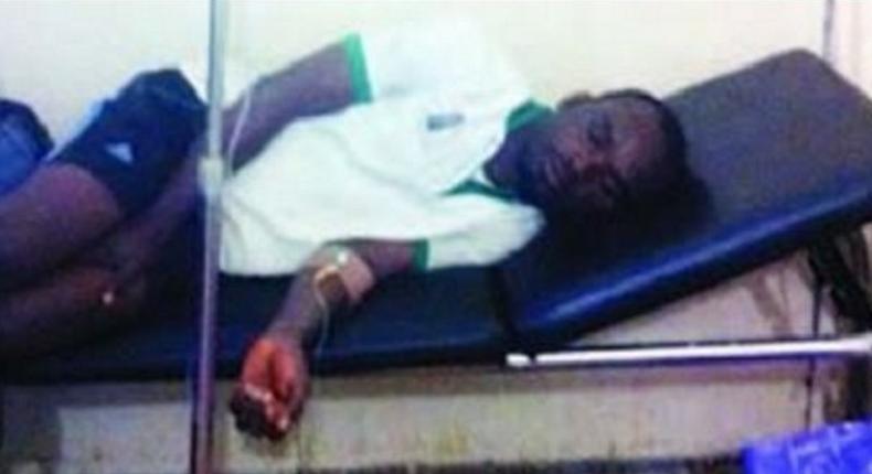 Pastor Alex Ochienu on his hospital bed