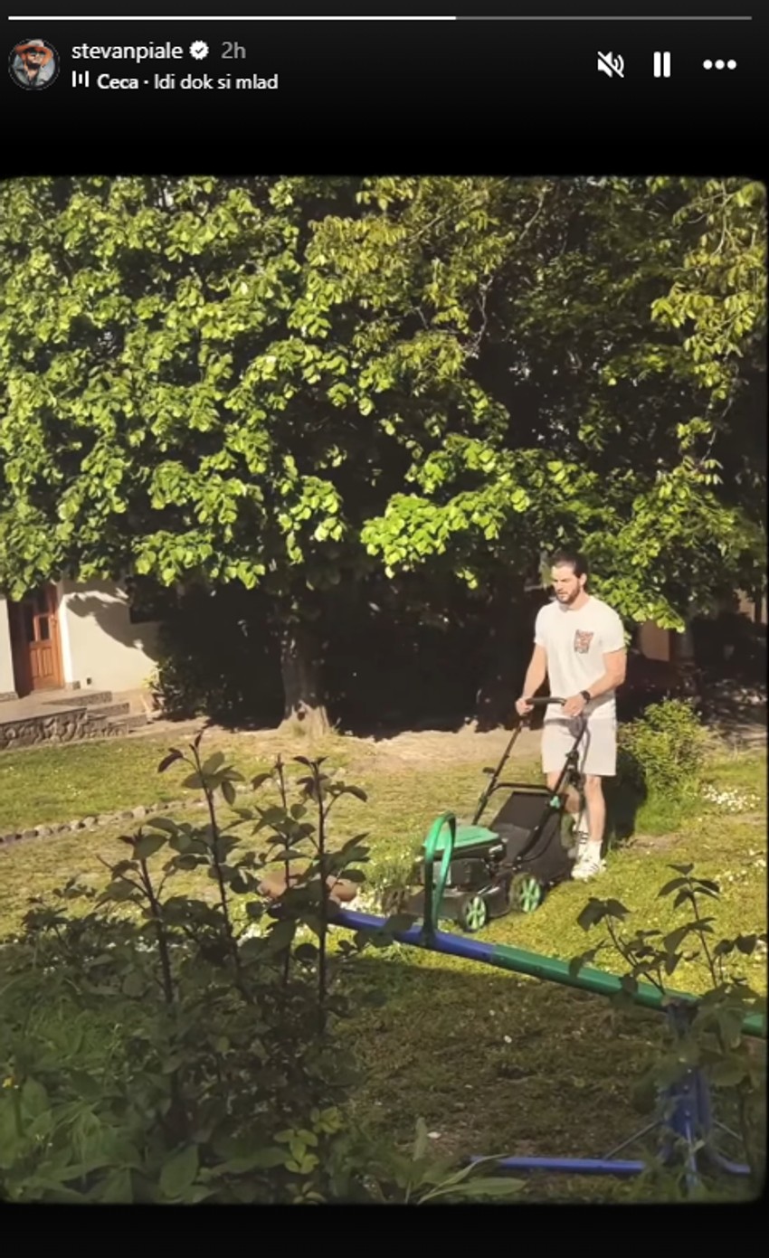 Stevan Piale kosi travu